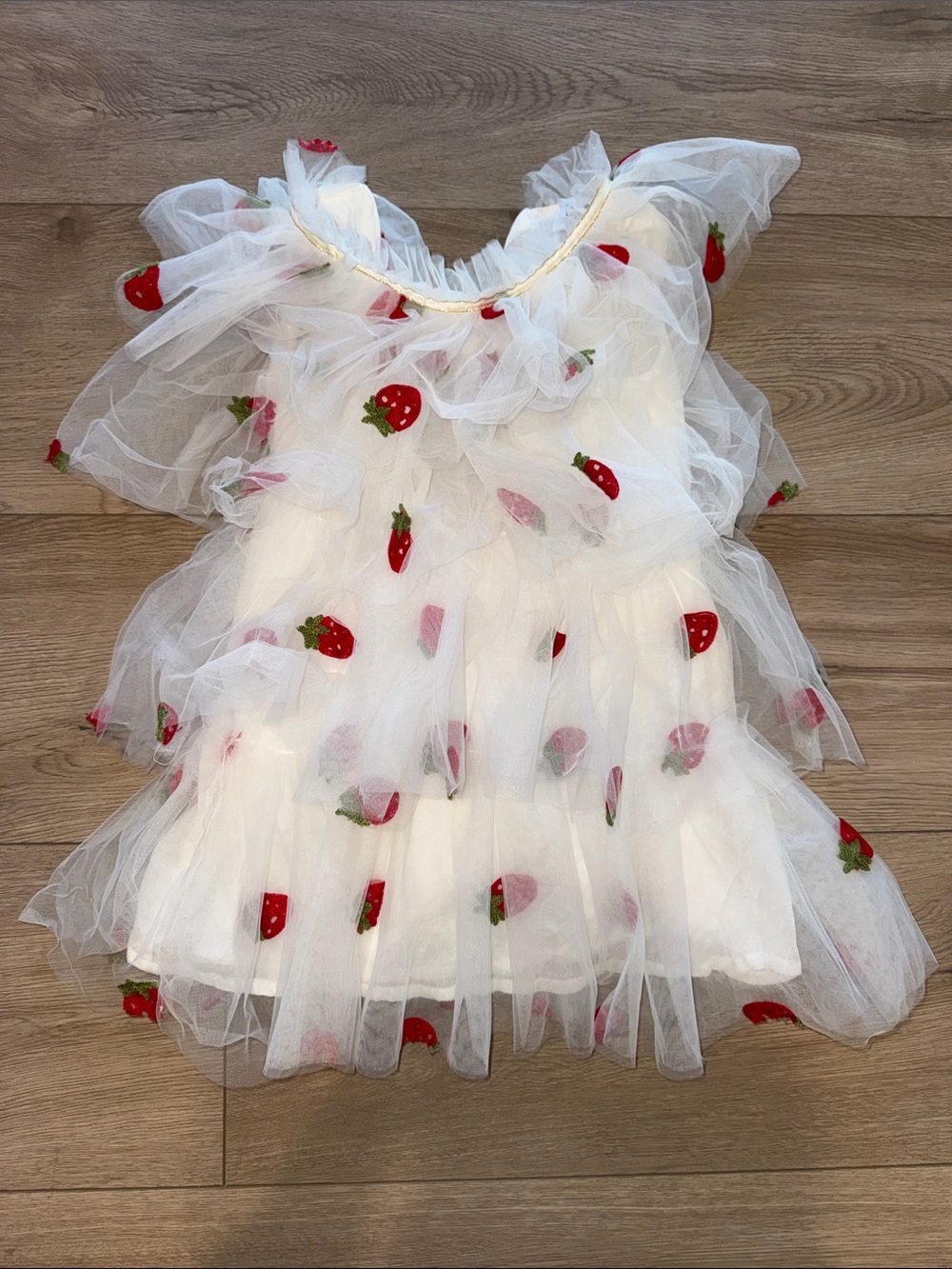 Lola + The Boys White Tulle Strawberry Appliqué Costume Dress